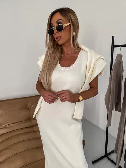 Sophia – Luxe Two-Piece Knit Midi Dress & Turtleneck Set