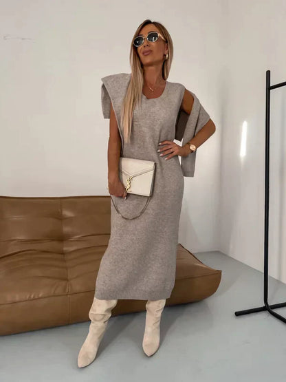 Sophia – Luxe Two-Piece Knit Midi Dress & Turtleneck Set