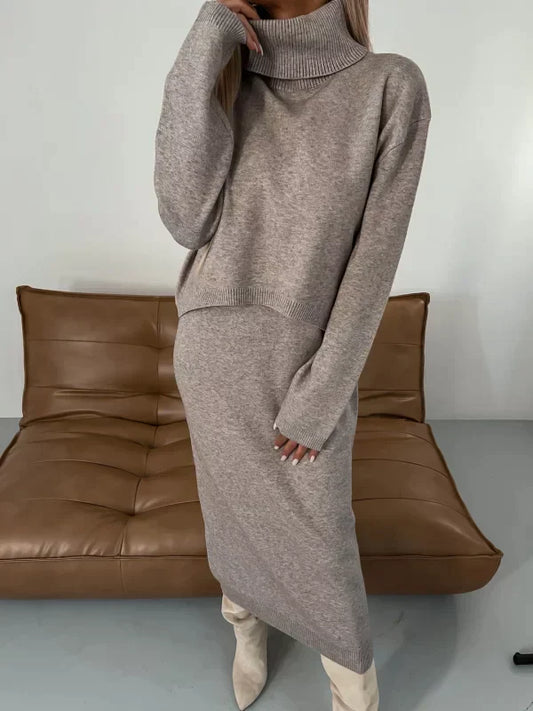 Sophia – Luxe Two-Piece Knit Midi Dress & Turtleneck Set