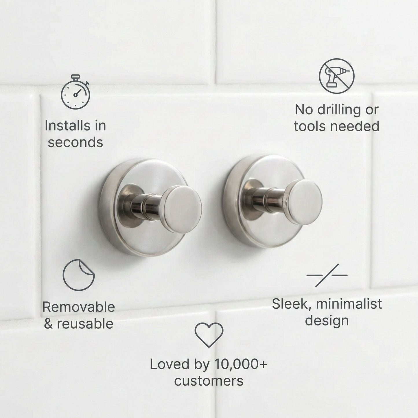 StickHold™ Adhesive Wall Hook – No Drill Bathroom & Kitchen Hook
