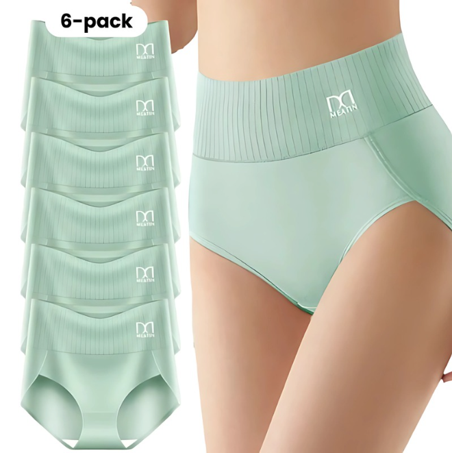 SilkForm™ High-Waisted Comfort Panties (6-Pack) Tummy Support & No Rolling Waistband