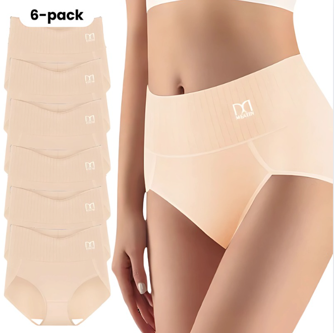 SilkForm™ High-Waisted Comfort Panties (6-Pack) Tummy Support & No Rolling Waistband