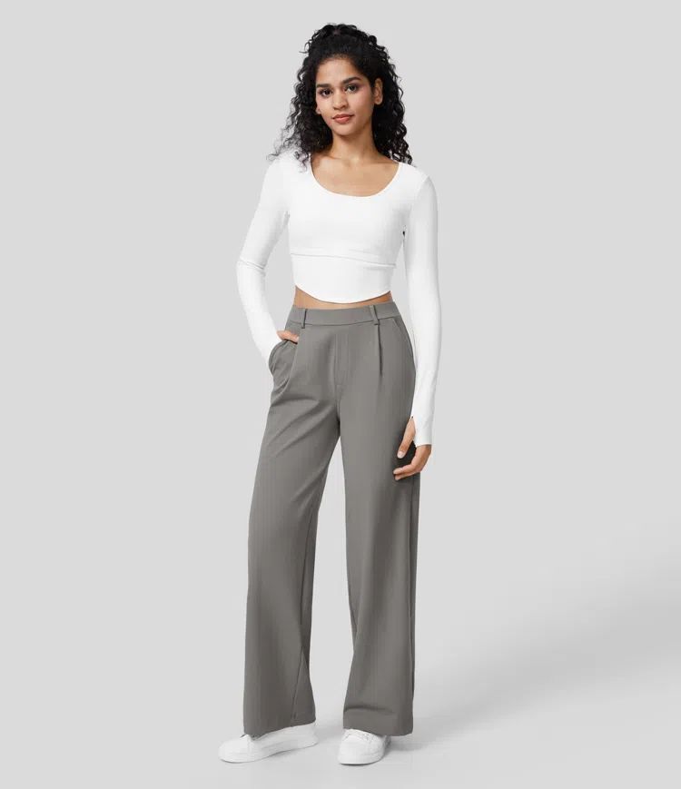 Women's High Waist Pleated Tailored Pants