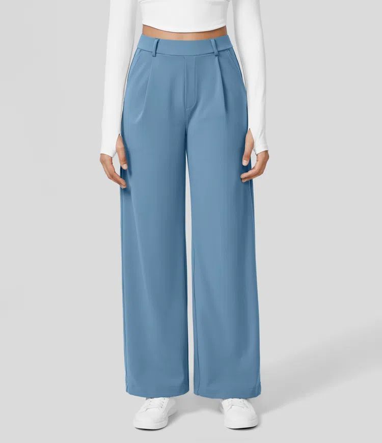 Women's High Waist Pleated Tailored Pants