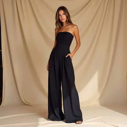 Women’s Tube Jumpsuit with Waist Sculpting Corset Effect – Elegant Slim Fit