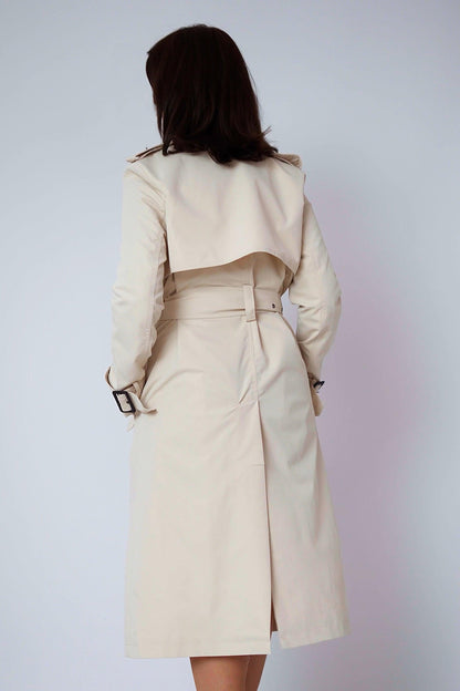 Women’s Classic Belted Trench Coat – Timeless Silhouette in Neutral Beige
