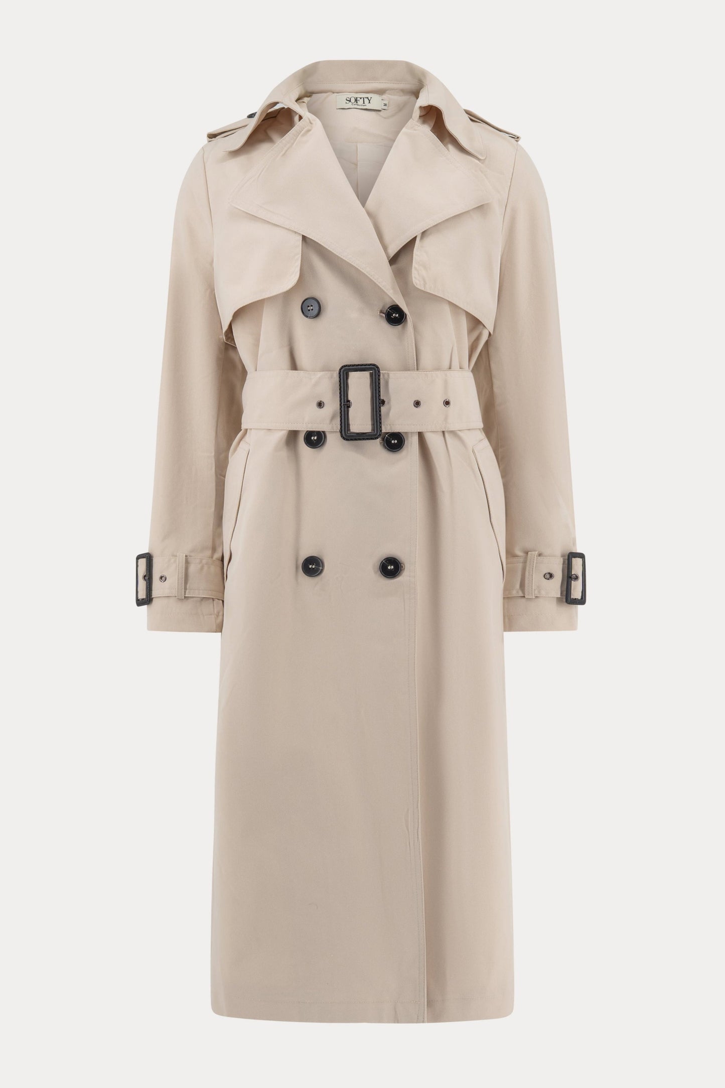 Women’s Classic Belted Trench Coat – Timeless Silhouette in Neutral Beige