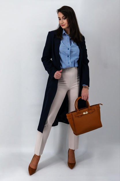 Navy Minimalist Trenchcoat – Clean Cut, Mid-Length Silhouette