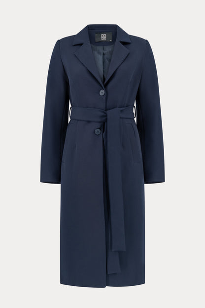 Navy Minimalist Trenchcoat – Clean Cut, Mid-Length Silhouette