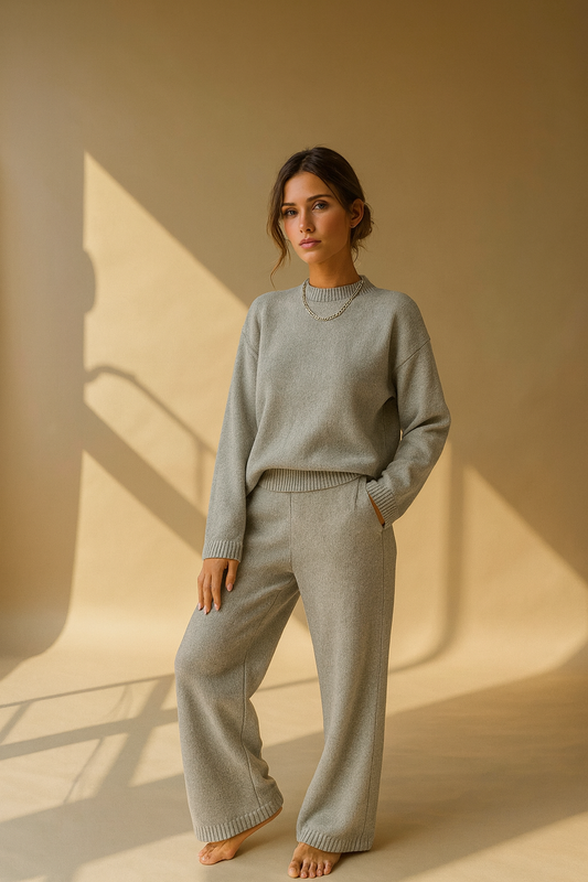 Amy – Cozy Two-Piece Lounge Set with Oversized Knit Sweater