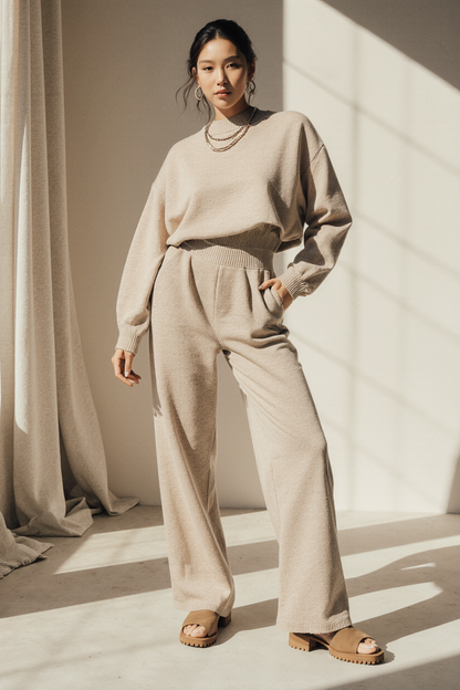 Amy – Cozy Two-Piece Lounge Set with Oversized Knit Sweater
