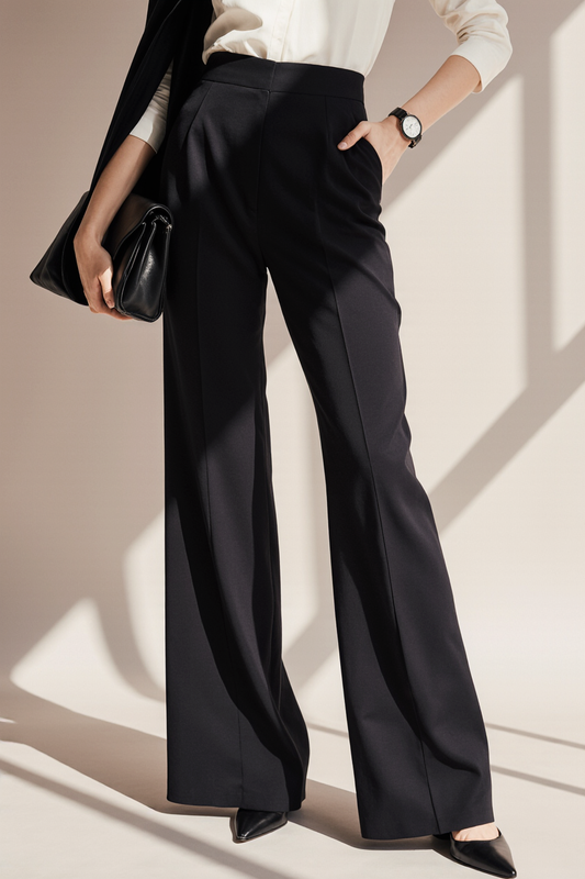 Women’s High Waist Wide Leg Trousers – Elegant Office and Casual Style