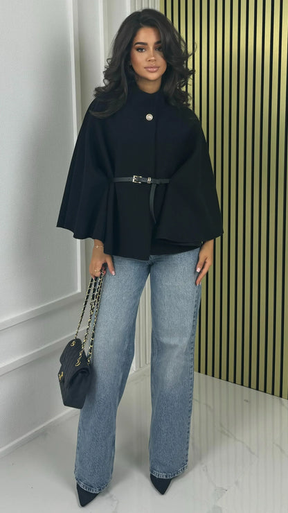 Wool Blend Belted Coat – Elegant Silhouette for Cold Days